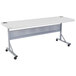 A white rectangular NPS folding table with wheels.
