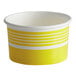 A yellow and white striped Choice paper cup.