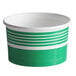 A green and white paper cup.