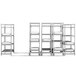 A white Cambro Camshelving Premium mobile shelving unit with four vented shelves.