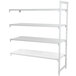 A white Camshelving Premium stationary add-on unit with 3 vented and 1 solid shelf.