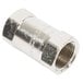 A silver stainless steel threaded pipe fitting.