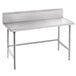 An Advance Tabco stainless steel work table with backsplash.