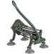 A green and silver metal Choice Prep French fry cutter with suction feet.