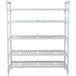 A white metal Cambro Camshelving Premium unit with five shelves.