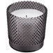 A Sterno gray flameless wax filled glass lamp with a black and white hobnail design.