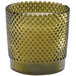 A Sterno green hobnail glass candle holder with a pattern.