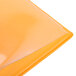 A close up of an orange plastic Menu Solutions folder with clear plastic covers.