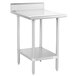 A stainless steel Advance Tabco work table with undershelf.