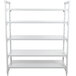 A white metal Cambro Camshelving® Premium starter unit with 5 shelves.