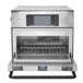 A stainless steel TurboChef i3 electric countertop rapid cook ventless oven with a black and grey screen.