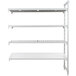 A white metal Camshelving Premium stationary add-on unit with 3 vented shelves and 1 solid shelf.