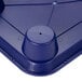 A cobalt blue polypropylene tray with cup holders.