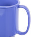 A peacock blue plastic mug with two handles.
