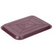 A rectangular burgundy plastic fast food tray with a triangle pattern.