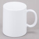 A close up of a white GET Tritan mug with a handle.