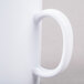 A close-up of a white GET Tritan Mug with a white handle.