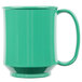 A rainforest green GET Tritan mug with a handle.