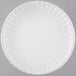 An American Metalcraft white melamine plate with a curved edge.