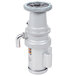 A stainless steel Hobart commercial garbage disposer with long grey metal cylinder.