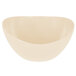 A beige round melamine bowl with a curved edge.