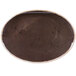 A brown oval melamine platter with a white rim.
