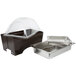 A Sterno copper vein chafing dish set with stainless steel pans and a clear dome cover on a tray.