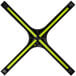A yellow cross shaped Flat Tech table pad with black straps.