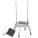 A Nemco Easy Chopper II metal grate with a black square on a metal stand with two legs.