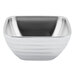 A silver Vollrath double wall metal serving bowl with a white background.