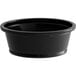 A black Choice plastic portion cup with a white background.