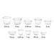 A row of Choice clear plastic souffle cups with a white background.