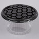 A black plastic D&W Fine Pack cake display container with a clear dome lid.