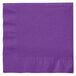 A purple Creative Converting luncheon napkin with a white border.