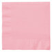 A close-up of a pink napkin with a white edge.