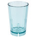 A blue Cambro polycarbonate tumbler with a clear bottom.