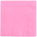 A pink napkin with a white stripe.