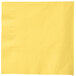 A Creative Converting Mimosa Yellow luncheon napkin with a white border.