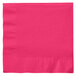 A Creative Converting Hot Magenta Pink luncheon napkin with a white background.