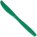 A Creative Converting emerald green plastic knife with a green handle.