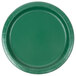 A package of 24 hunter green paper plates with a white background.
