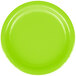 A close-up of a Creative Converting Fresh Lime Green paper plate.