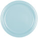 A light blue paper plate with a white background.