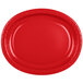 A red oval paper platter with a white background.