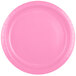 A Creative Converting candy pink paper plate with a white background.