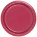 A Creative Converting burgundy paper plate with a red rim.