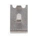 A close-up of an Avantco metal refrigeration shelf clip with a small hole in it.