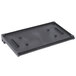 A black rectangular grooved bottom grill plate with screws.