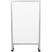 An Aarco aluminum A-frame with white porcelain marker boards on each side.