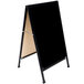 A black A-Frame sign with a black board and white background.